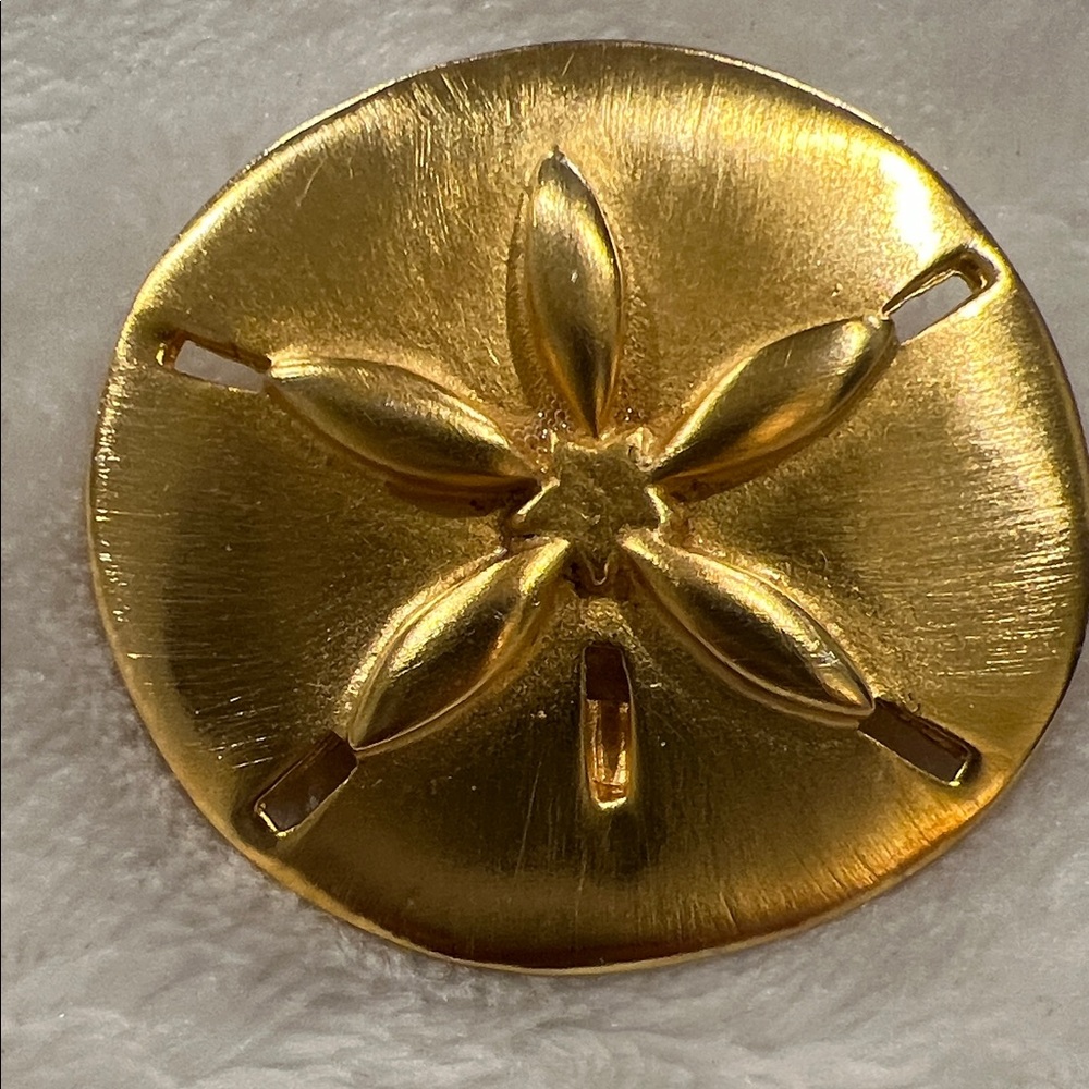 Large Gold Tone Sand Dollar Earrings